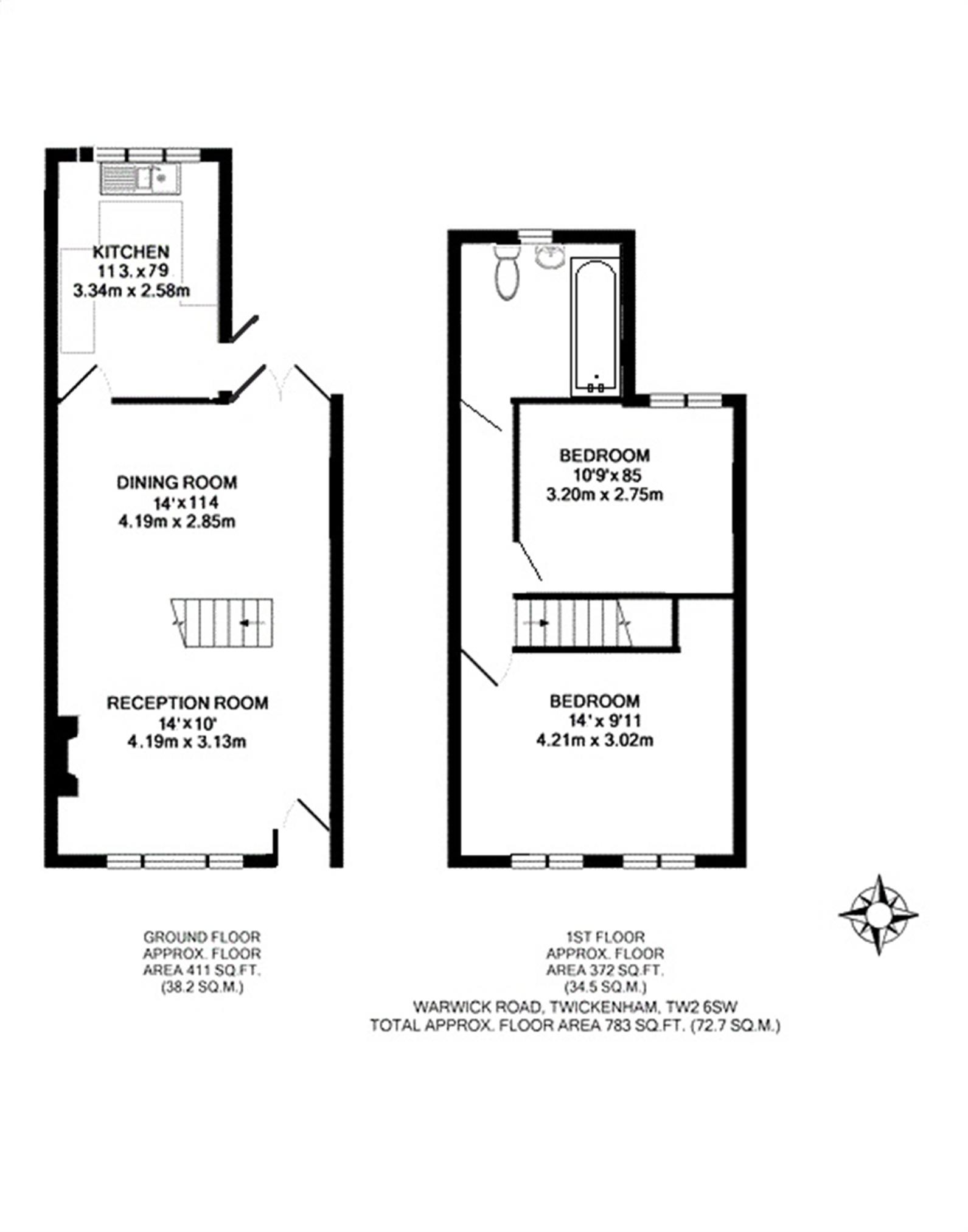 Floorplans For Warwick Road, Twickenham