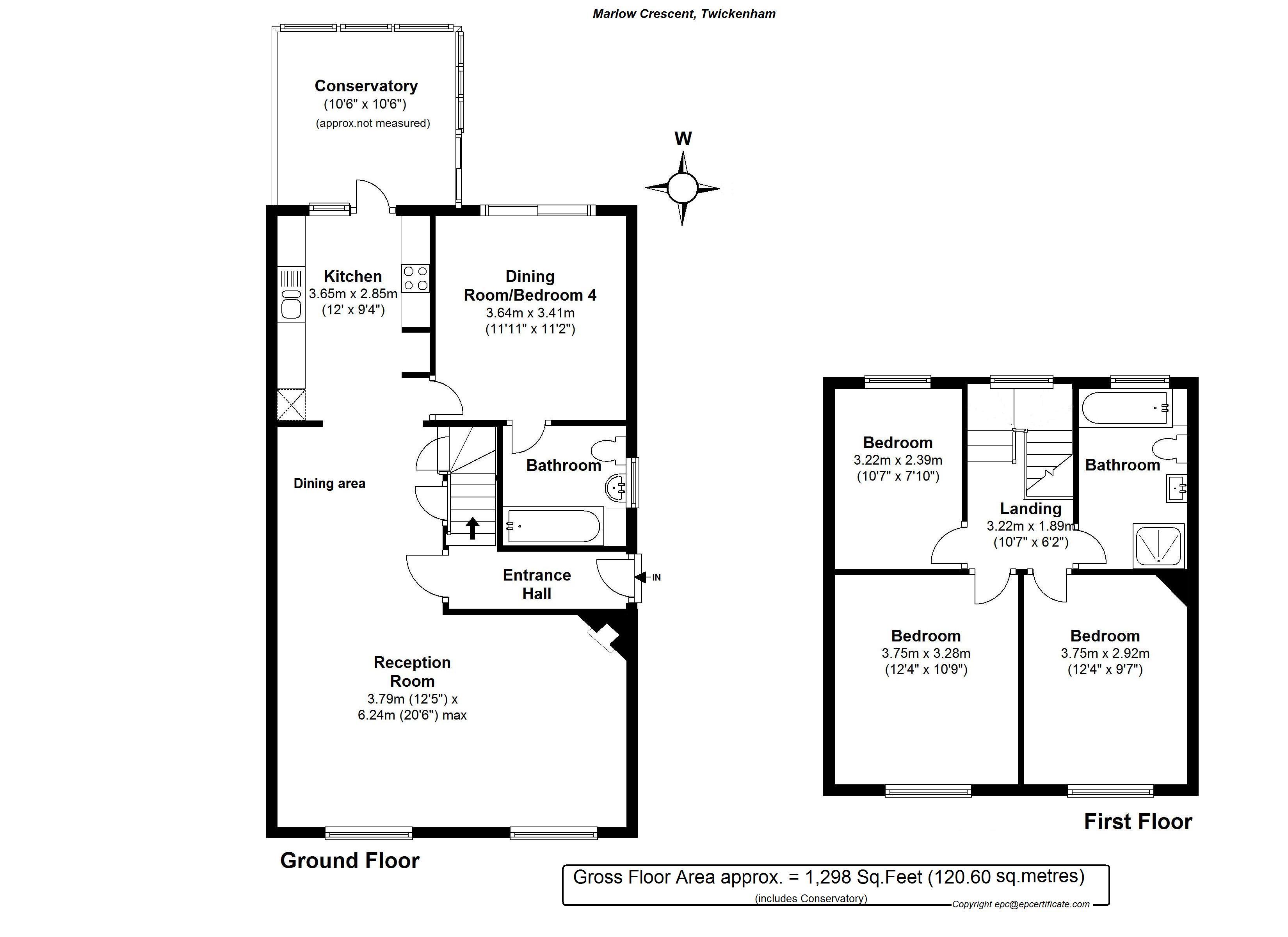 Floorplans For Marlow Crescent, Twickenham