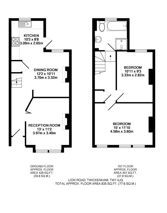 Floorplans For Lion Road, Twickenham
