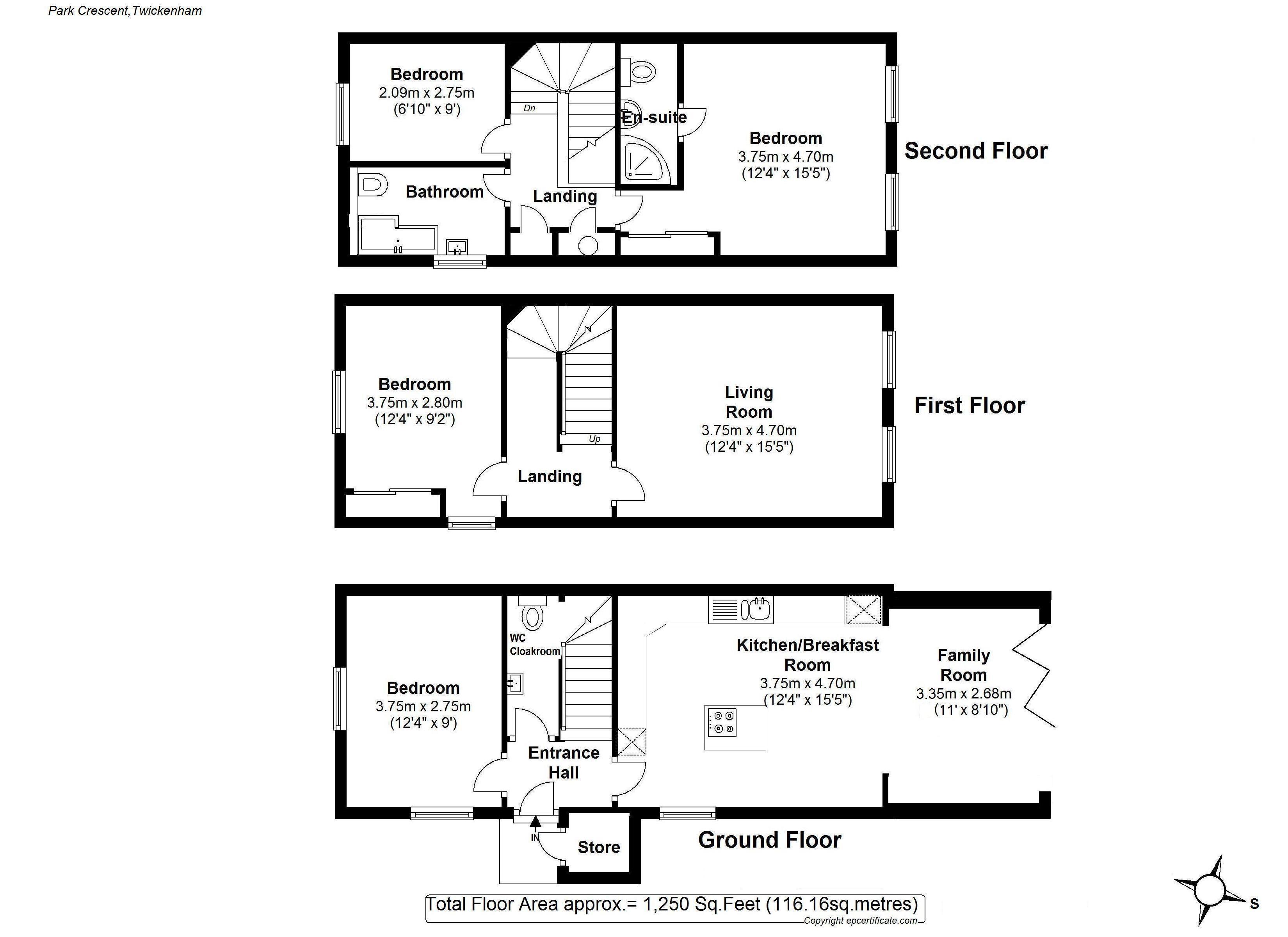 Floorplans For Park Crescent, Twickenham