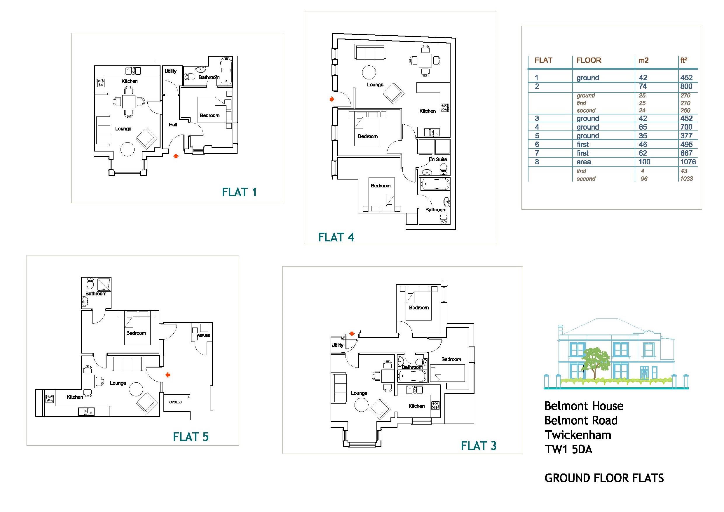 Floorplans For Flat 4, Belmont House, Twickenham