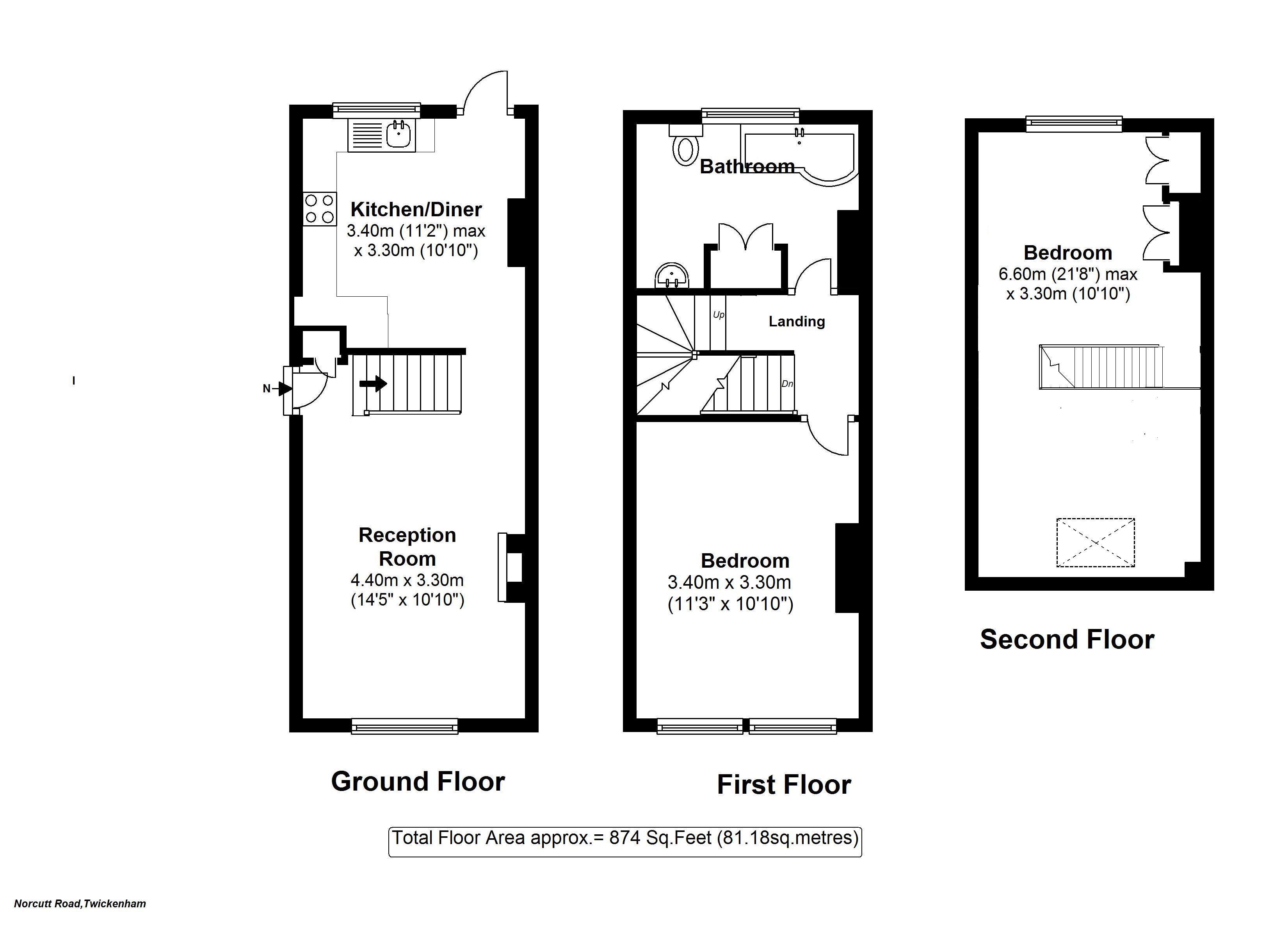 Floorplans For Norcutt Road, Twickenham Green