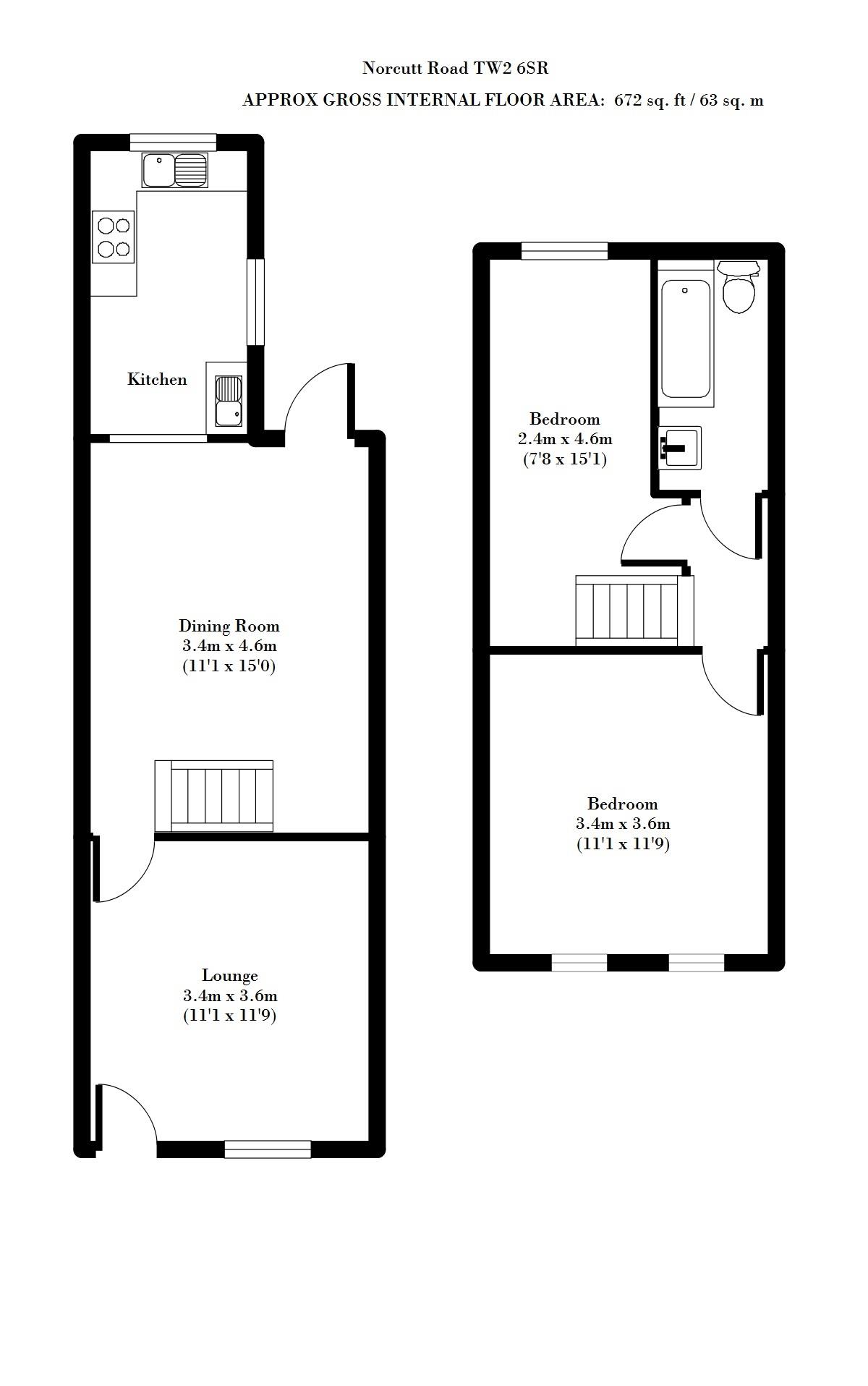 Floorplans For Norcutt Road, Twickenham
