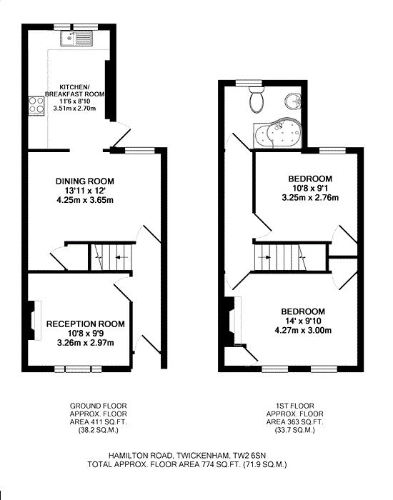 Floorplans For Hamilton Road, Twickenham