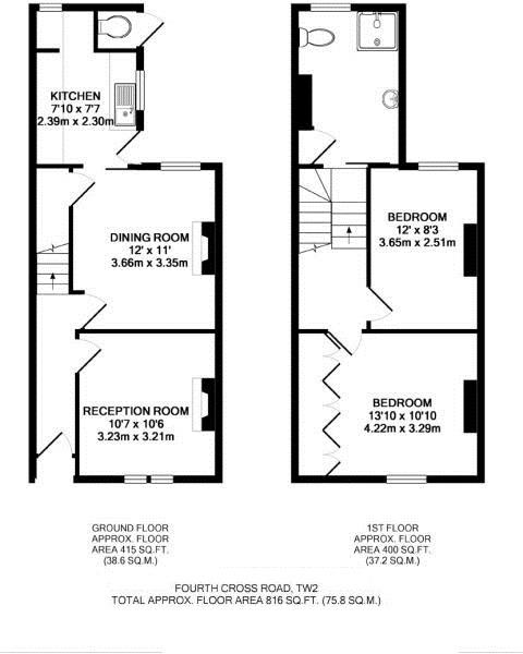 Floorplans For Fourth Cross Road, Twickenham