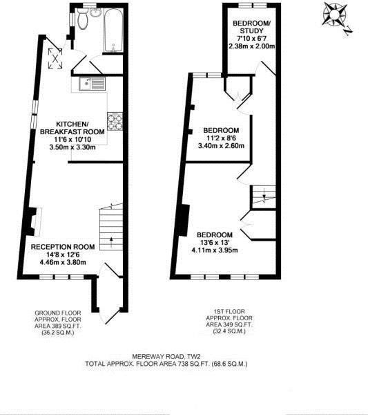 Floorplans For Mereway Road, Twickenham
