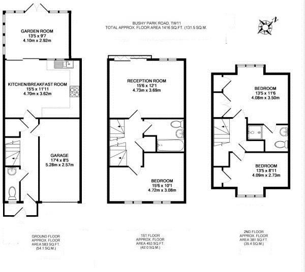 Floorplans For Bushy Park Road, Teddington